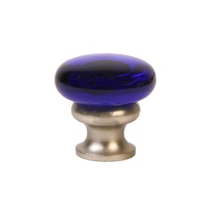 Lews Hardware 1 1/4" (32mm) Mushroom Glass Knob in Transparent Cobalt/Brushed Nickel