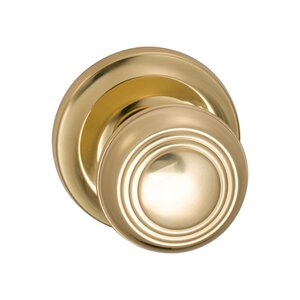 Omnia Industries Privacy Traditions Knob with Radial Rosette in Polished Brass Unlacquered