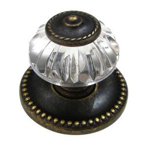 Richelieu Hardware 1 1/4" Diameter Knob with beaded detail with Optional Backplate in Burnished Brass and Clear Acrylic