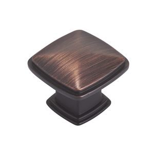 Richelieu Hardware 1 7/32" Square Knob with Beveled Accent in Brushed Oil Rubbed Bronze