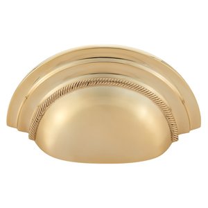 Vesta 3" Centers Cup Pull in Unlacquered Brass