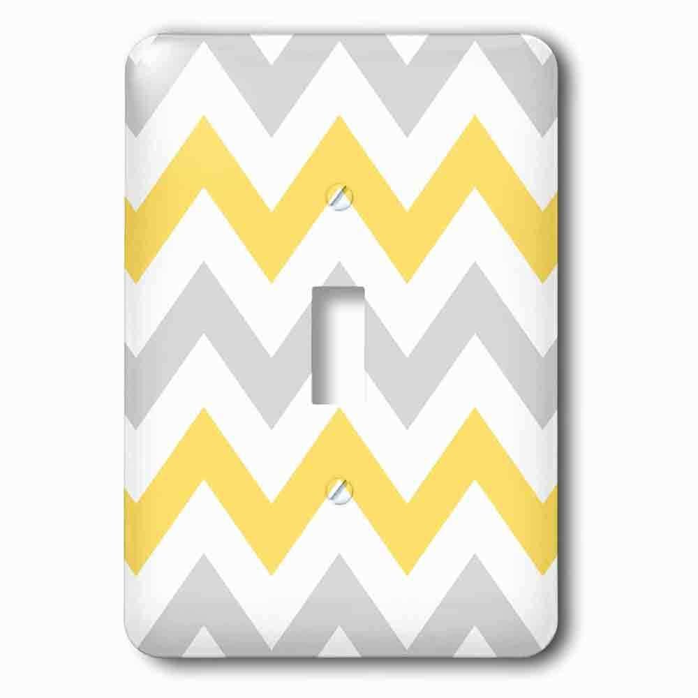 Jazzy Wallplates Single Toggle Wallplate With Yellow And Grey Chevron Zig Zag Pattern Gray White Zigzag Stripes