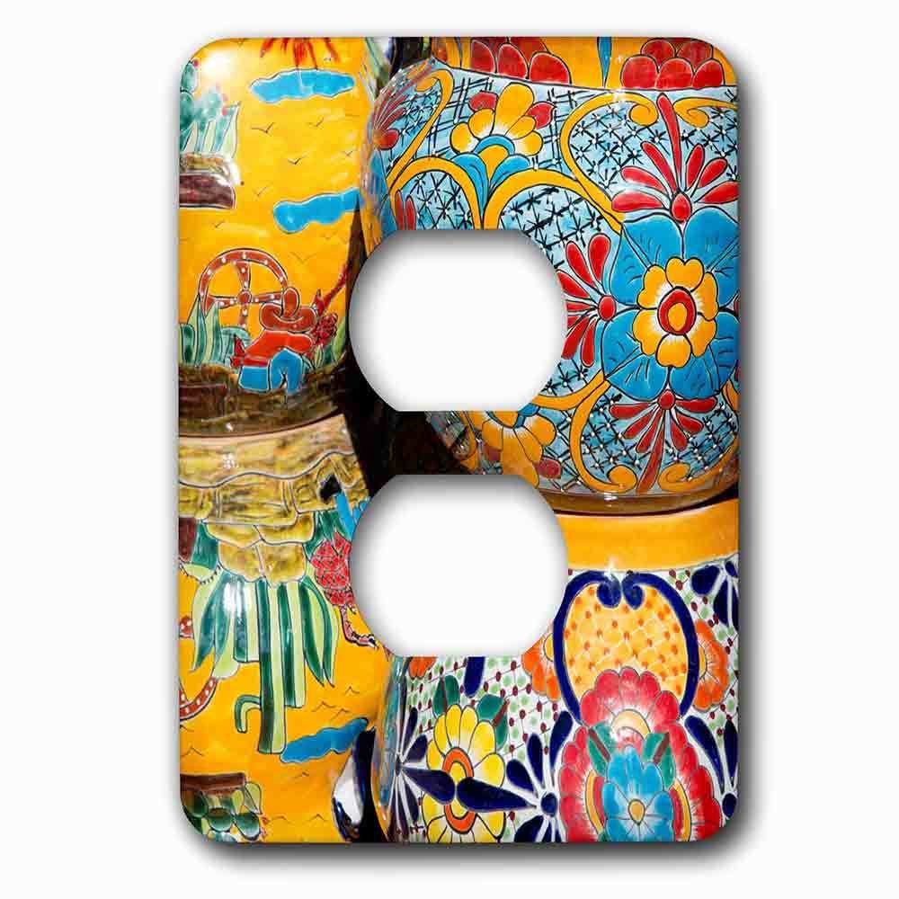 Jazzy Wallplates Single Duplex Outlet With Arizona, Tucson, Tubac. Traditional Hand-Painted Mexican Pottery.