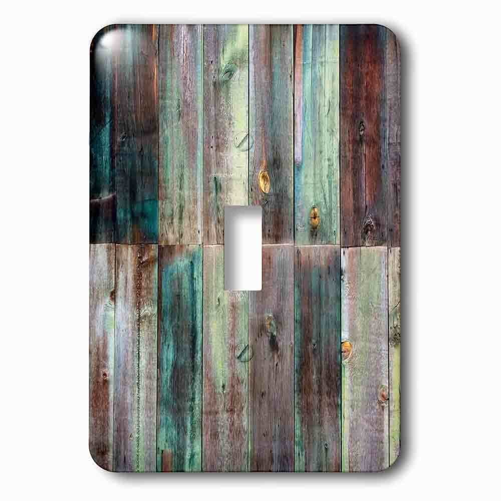 Jazzy Wallplates Single Toggle Wallplate With Photograph Of Turquoise And Brown Distressed Wood