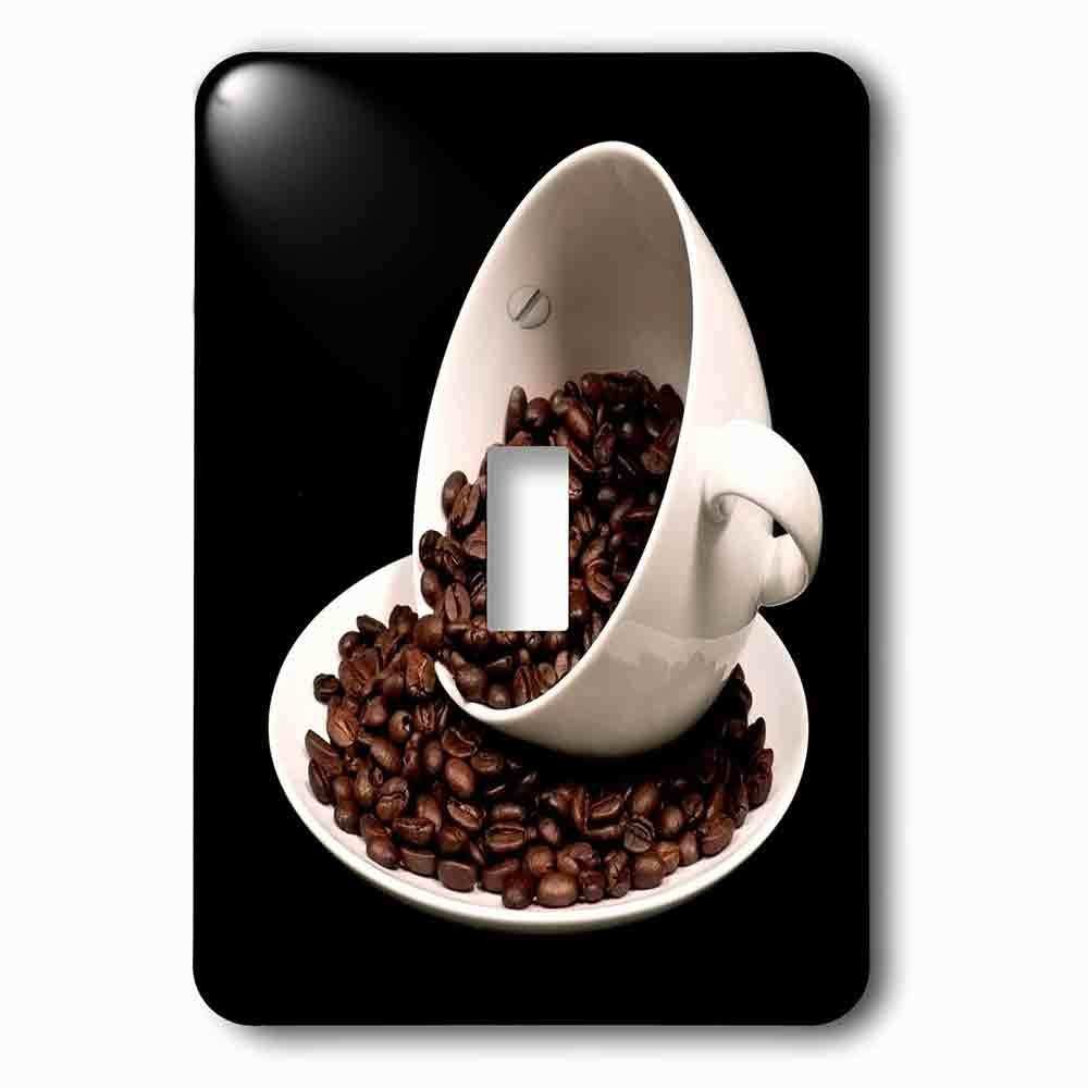 Jazzy Wallplates Single Toggle Wallplate With Photograph Of A Coffee Cup Full Of Coffee Beans Spilling Over