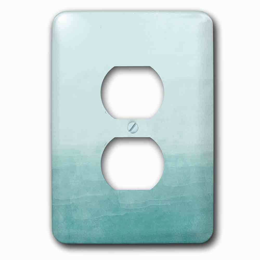 Jazzy Wallplates Single Duplex Outlet With Creamy Aqua Blue Watercolor Ombre