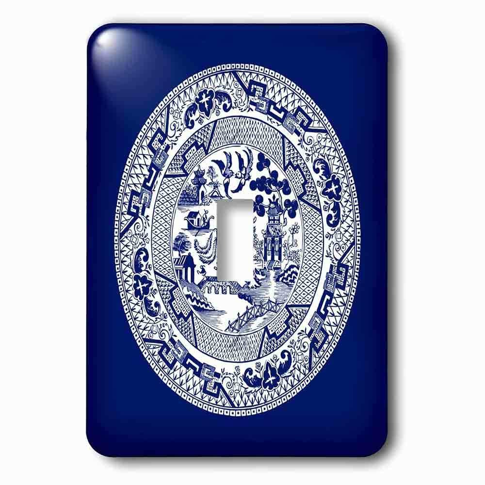 Jazzy Wallplates Single Toggle Wallplate With Willow Pattern In Delft Blue And White