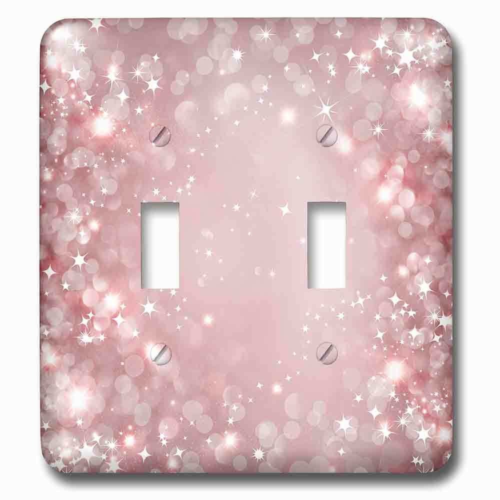 Jazzy Wallplates Double Toggle Wallplate With White And Pink Sparkle Bokeh With Stars
