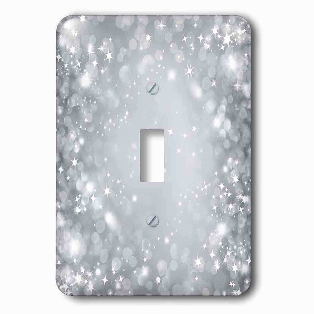 Jazzy Wallplates Single Toggle Wallplate With White And Gray Sparkle Bokeh With Stars