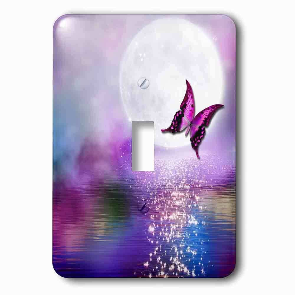 Jazzy Wallplates Single Toggle Wallplate With Purple Lake In The Moonlight With Butterfly