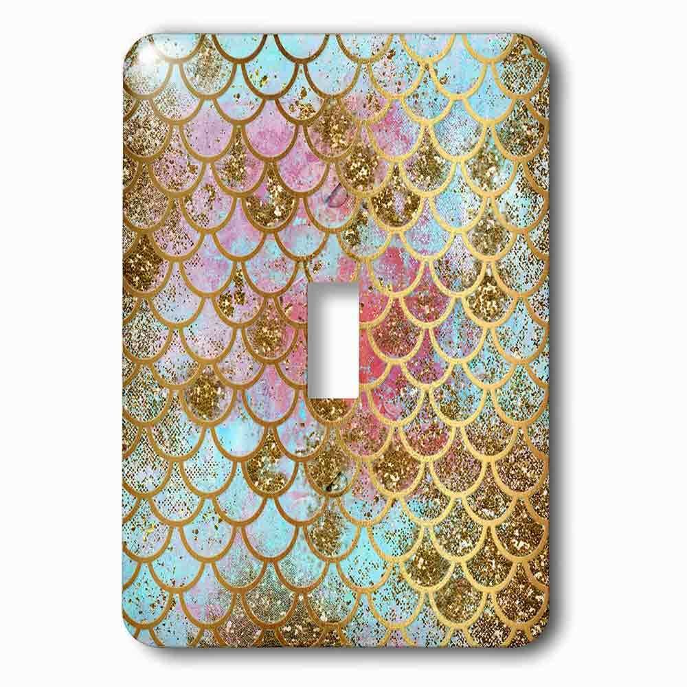 Jazzy Wallplates Single Toggle Wallplate With Image Of Sparkling Pink Luxury Elegant Mermaid Scales Glitter Effect Art Print
