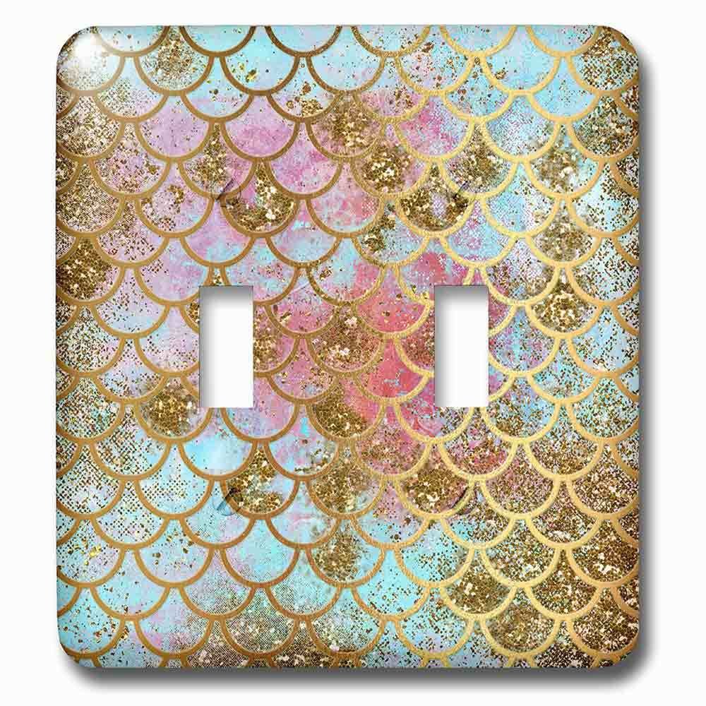 Jazzy Wallplates Double Toggle Wallplate With Image Of Sparkling Pink Luxury Elegant Mermaid Scales Glitter Effect Art Print