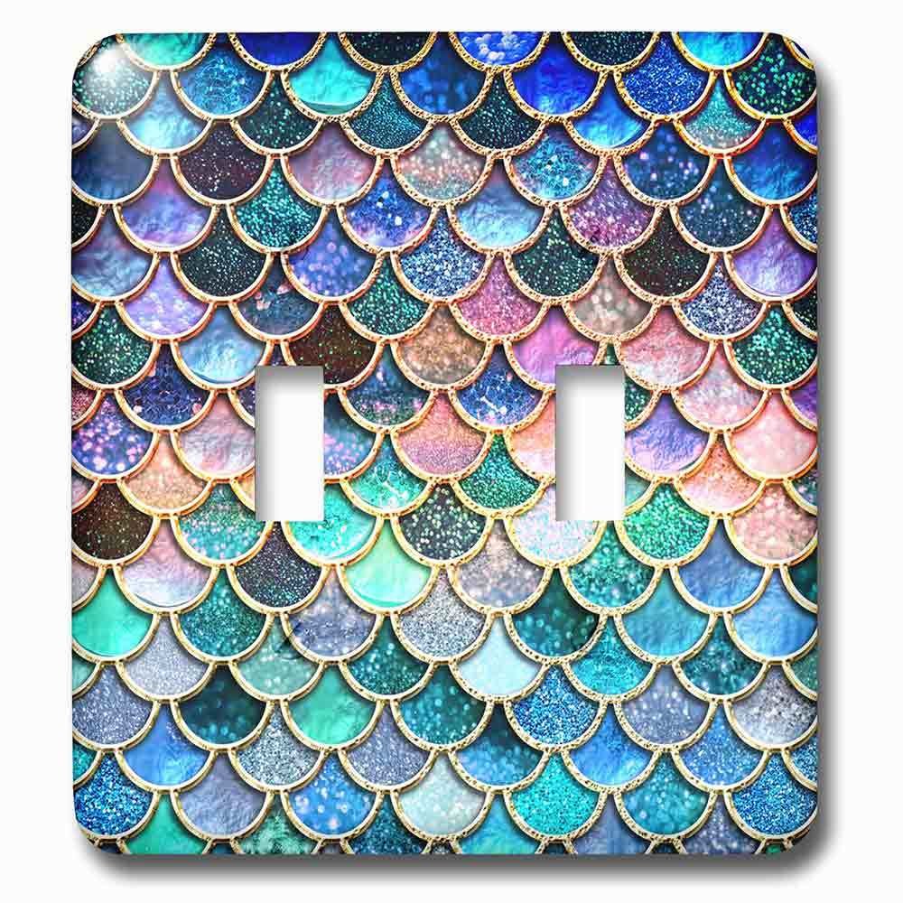 Jazzy Wallplates Double Toggle Wallplate With Multicolor Trend Pink Luxury Elegant Mermaid Scales Glitter