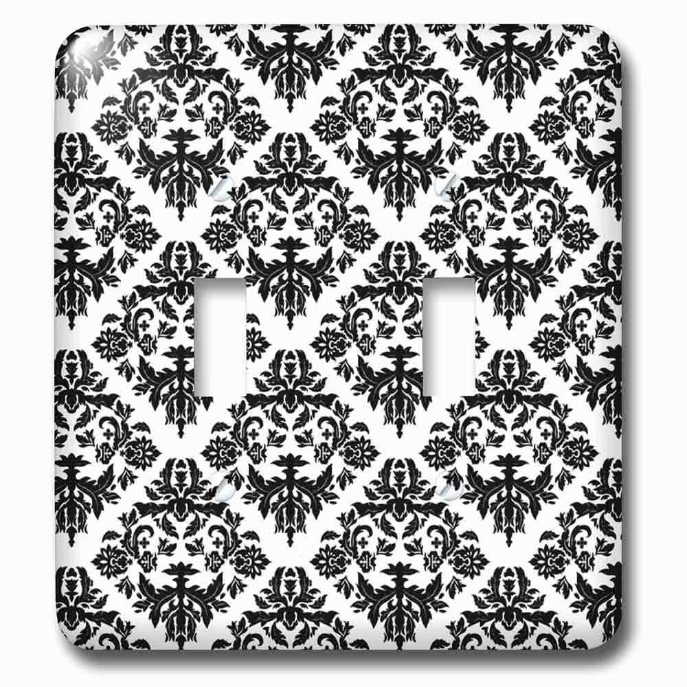 Jazzy Wallplates Double Toggle Wallplate With Black And White Damask 2
