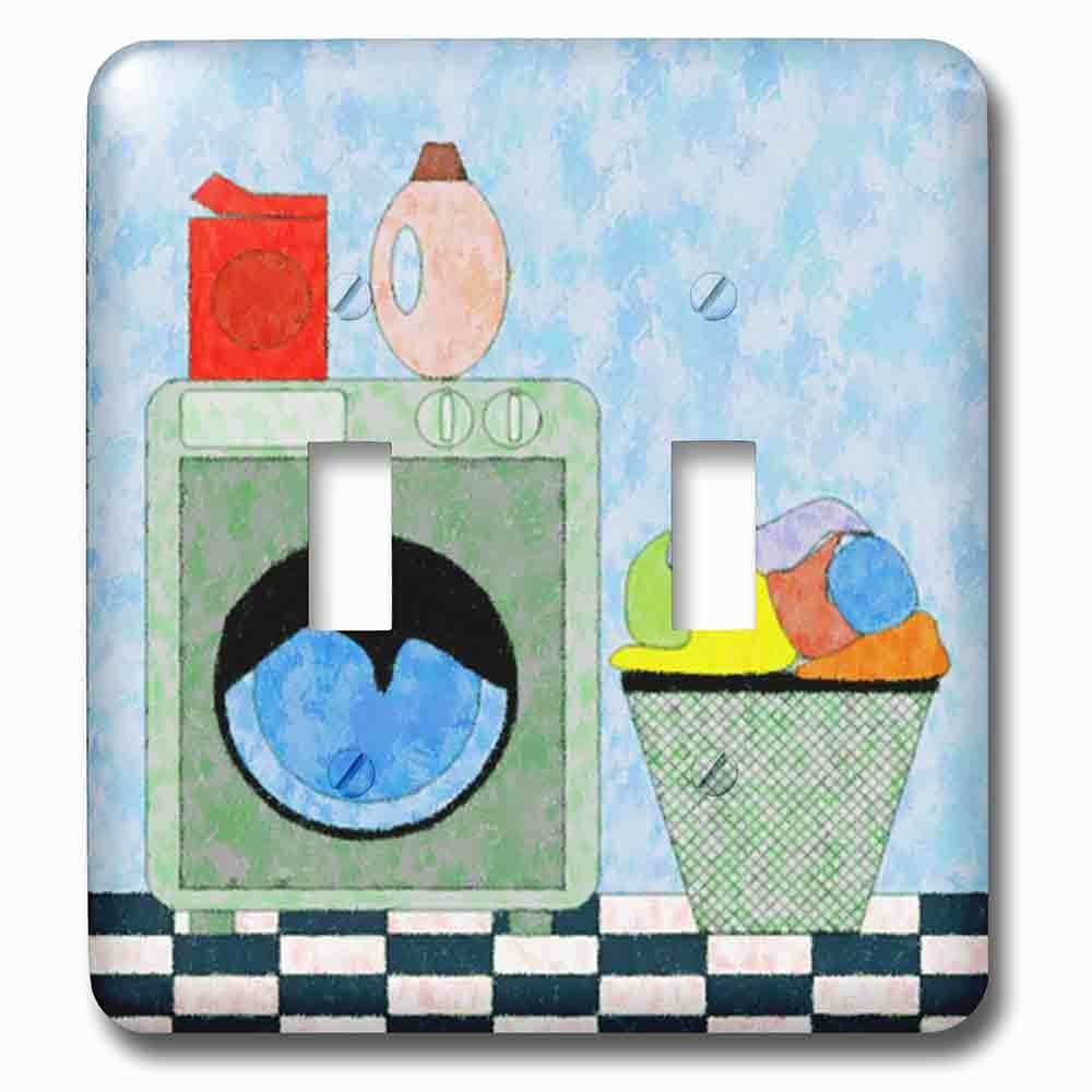 Jazzy Wallplates Double Toggle Wallplate With Red Blue Green Laundry Room