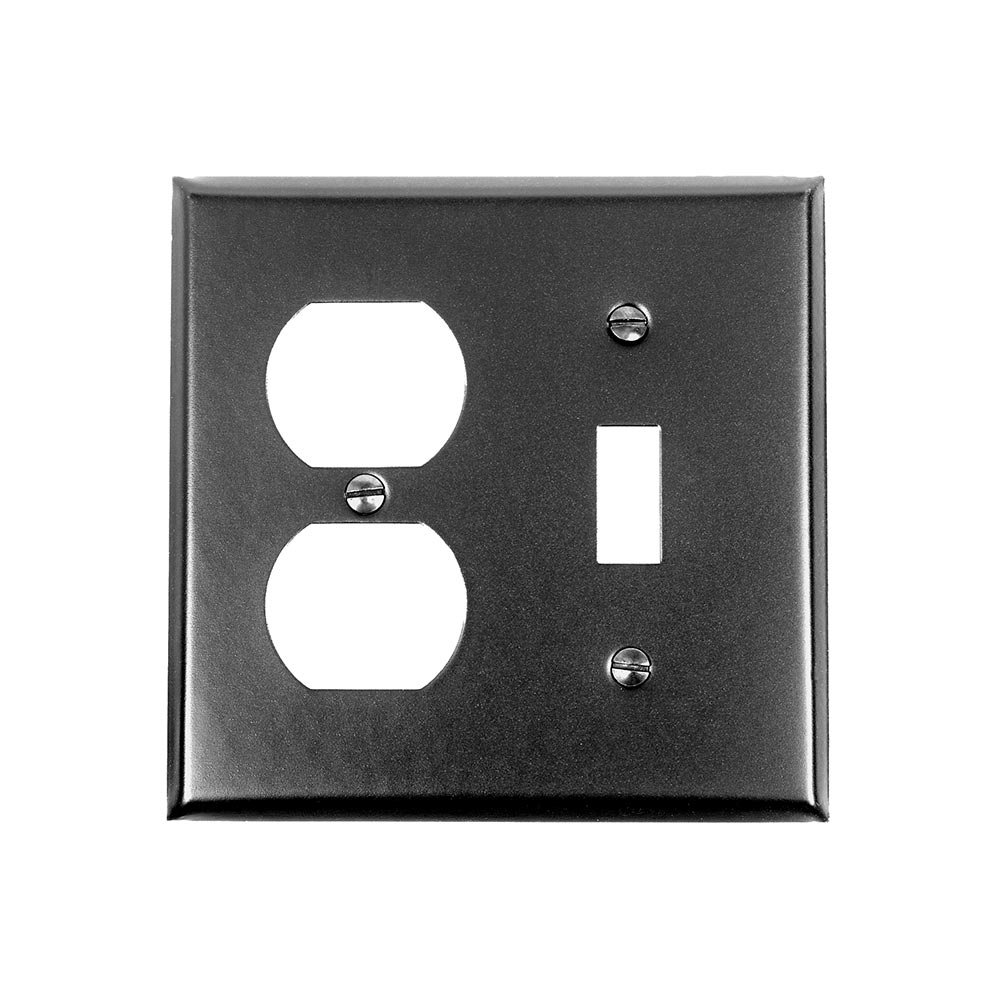 Acorn MFG Single Toggle/Single Duplex Outlet Combination Switchplate in Black
