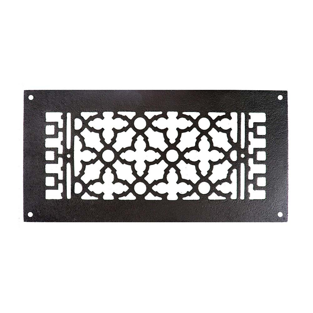 Acorn MFG Smooth Iron Grille 14" x 6" with Holes in Black