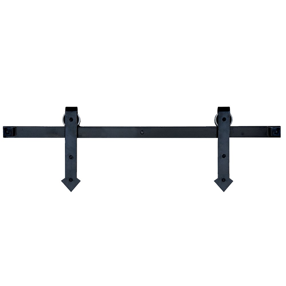 Acorn MFG Soft Close Smooth Arrow Strap Barn Door Kit with 8' Track in Black
