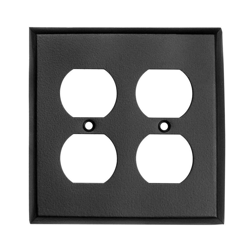 Ageless Iron Double Duplex Outlet Cover in Black Iron