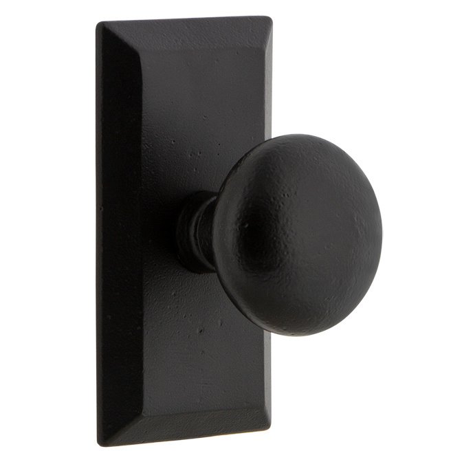 Ageless Iron Privacy Vale Plate with Keep Knob in Black Iron