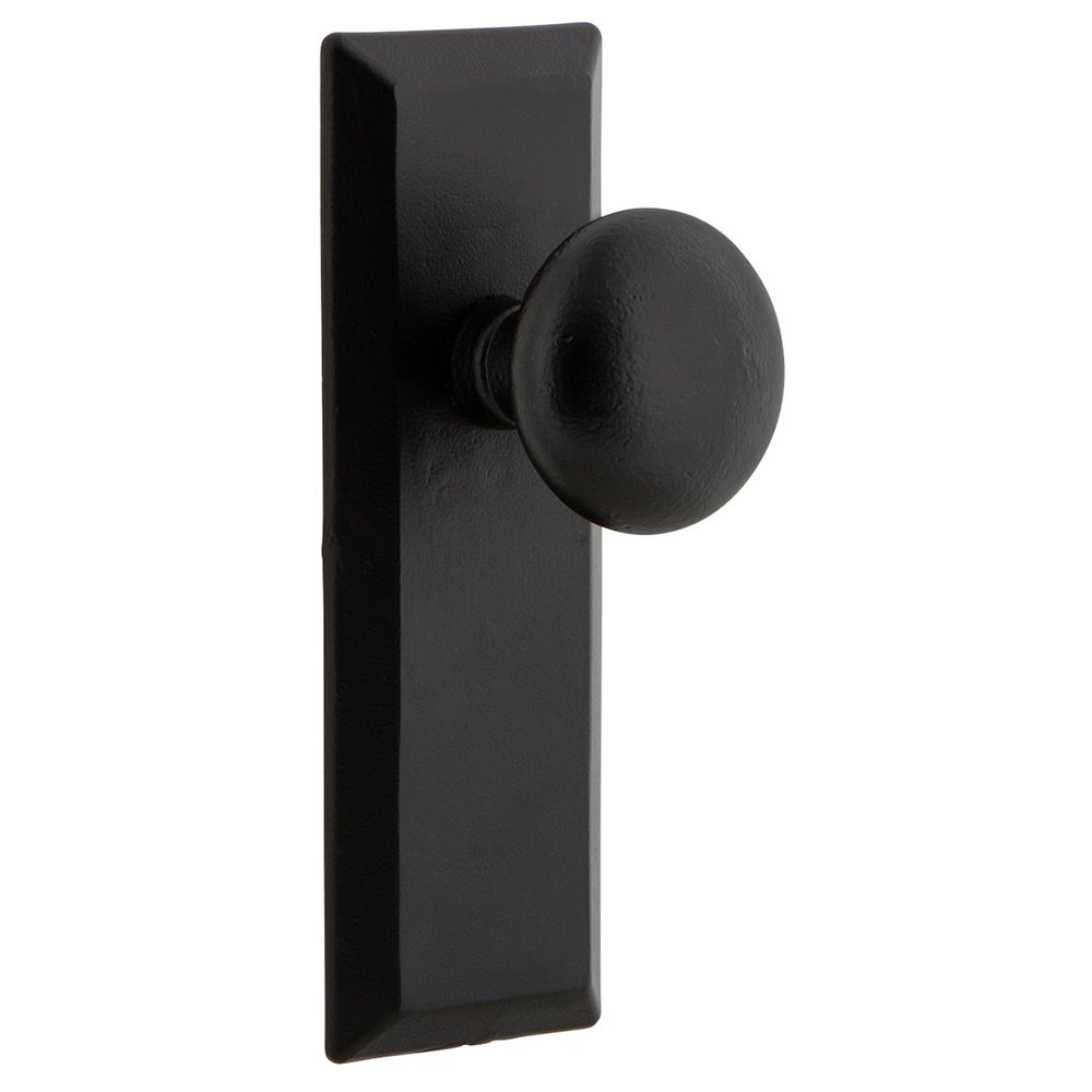 Ageless Iron Double Dummy Keep Plate with Keep Knob in Black Iron