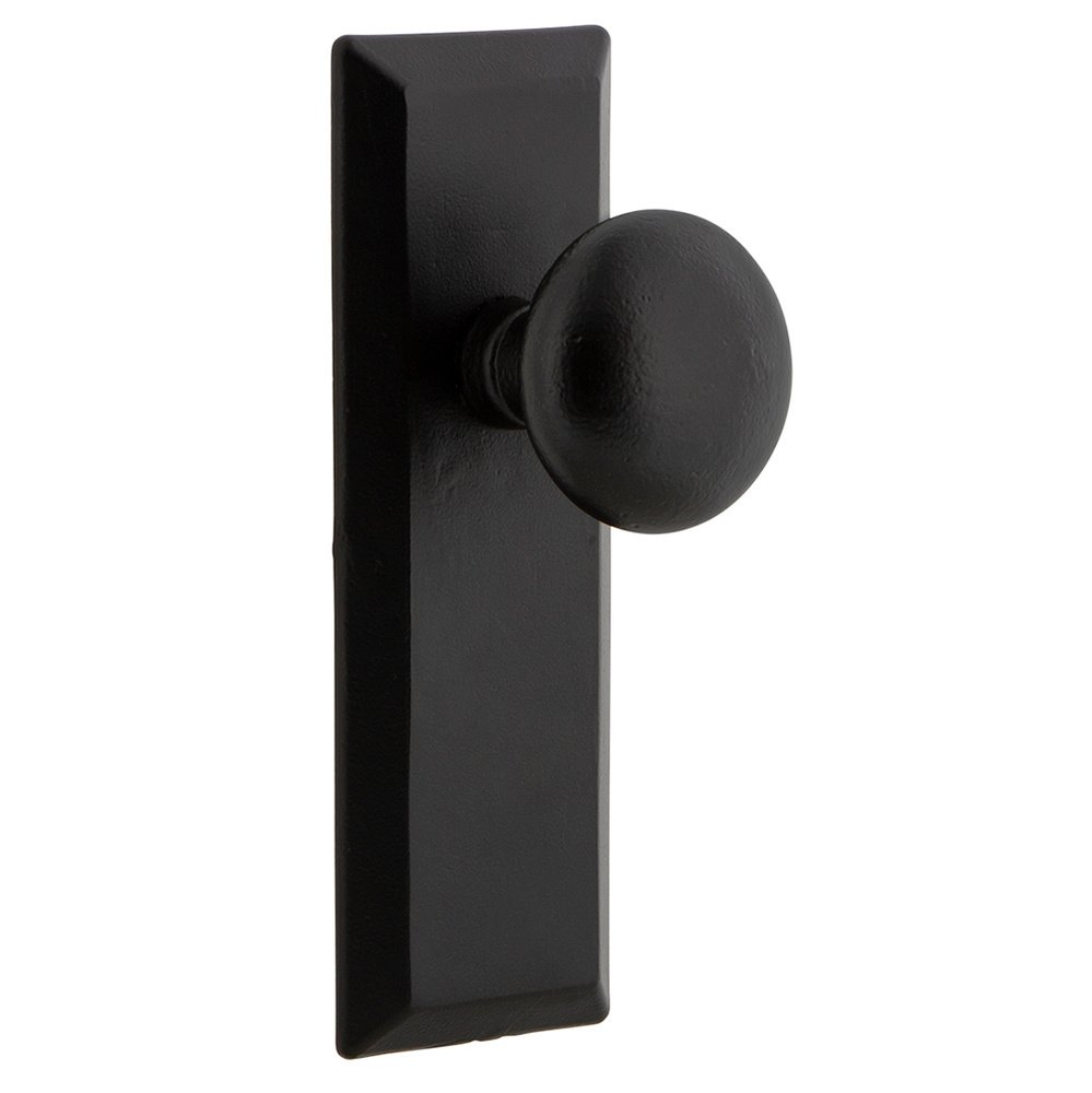 Ageless Iron Privacy Keep Plate with Right Handed Keep Knob in Black Iron