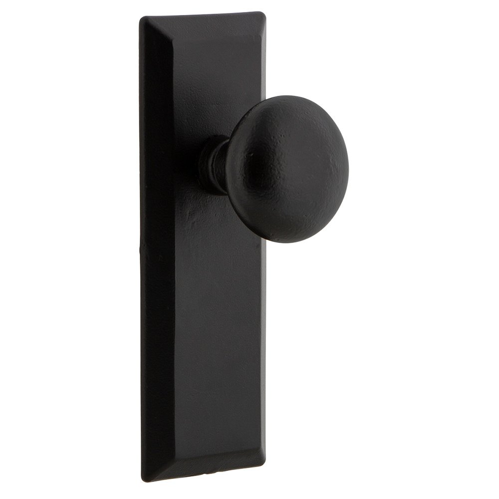 Ageless Iron Privacy Keep Plate with Right Handed Keep Knob in Black Iron