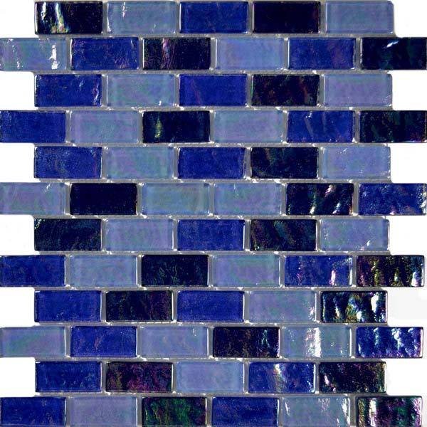 Aqua Mosaics 1" x 2" Brick Ocean Mosaic in Blue Blend