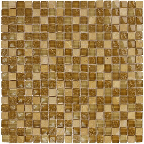 Aqua Mosaics 5/8" x 5/8" Glass & Stone Mosaics in Brown Textured Stone Blend