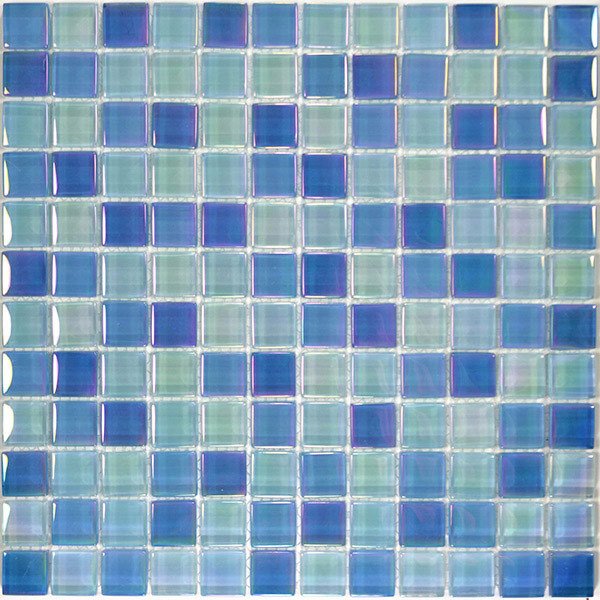 Aqua Mosaics 1" x 1" Crystal Iridescent Mosaic in Sky Blue Blend