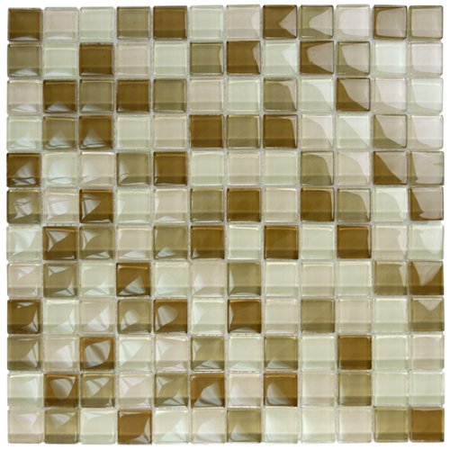 Aqua Mosaics 1" x 1" Glass Mosaics in Khaki Tan Blend