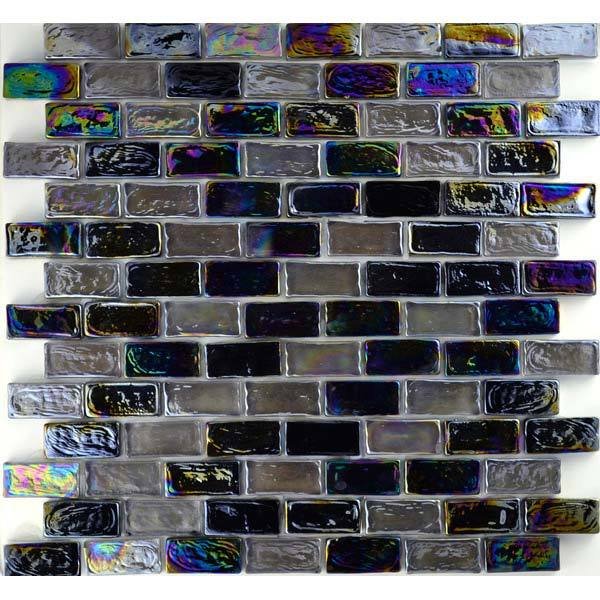 Aqua Mosaics 1" x 2" Brick Poured Mosaic in Pewter Smoke Blend