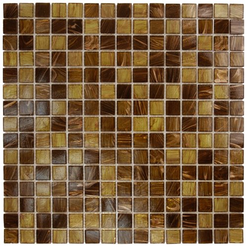 Aqua Mosaics 3/4" x 3/4" Glass Mosaics in Brown Gold Copper Blend