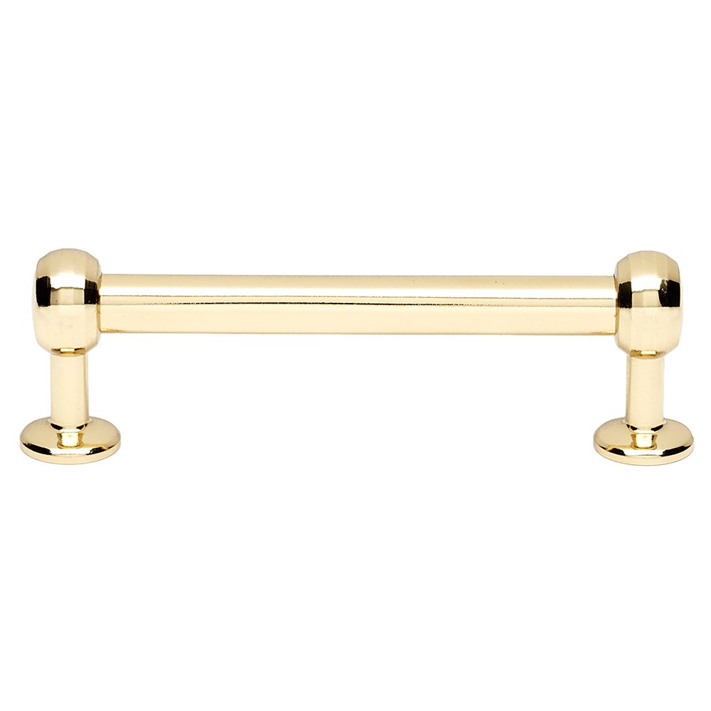Alno Hardware Solid Brass 3 1/2" Centers Pull in Unlacquered Brass