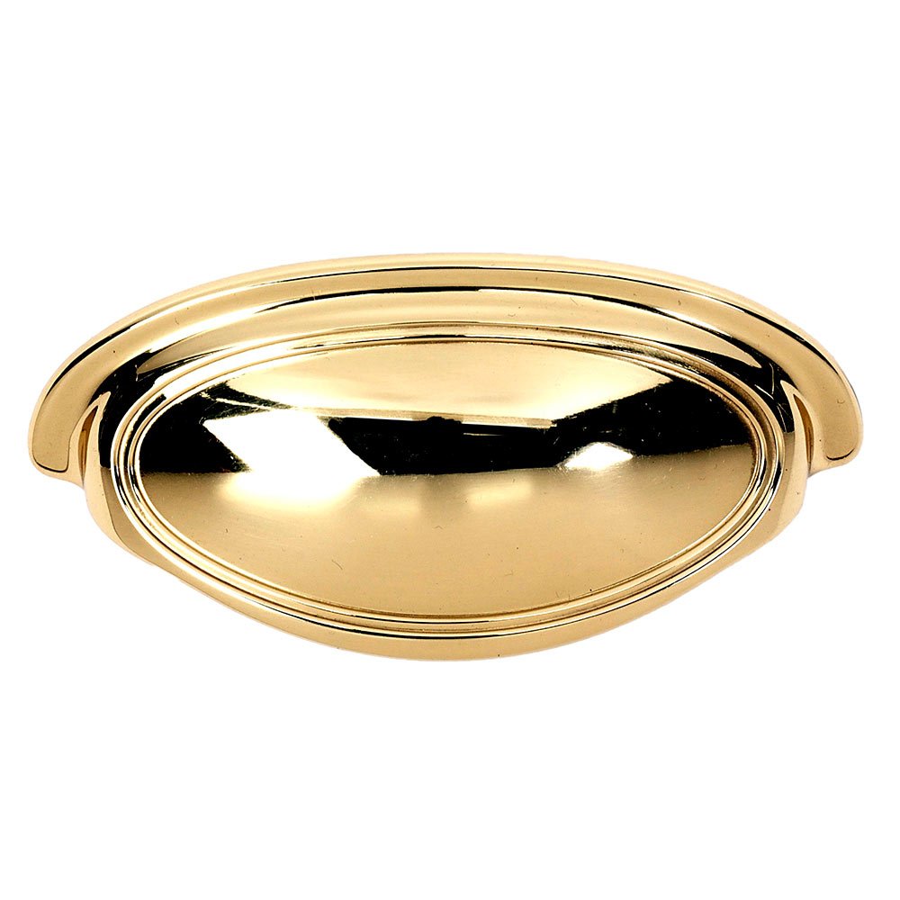 Alno Hardware Solid Brass 3" Centers Cup Pull in Unlacquered Brass