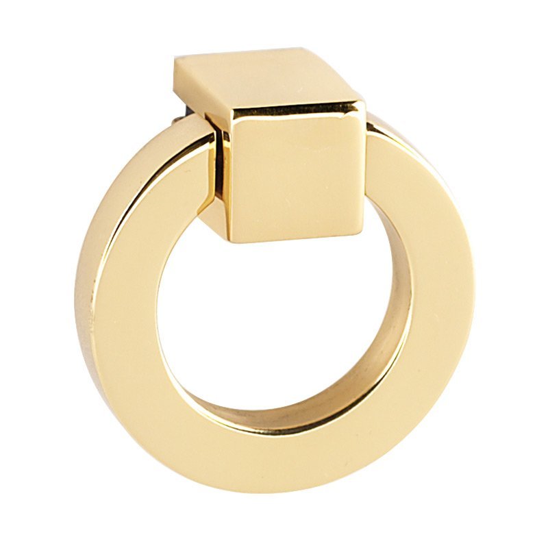 Alno Hardware 1 1/2" Round Ring with Small Square Mount in Polished Brass