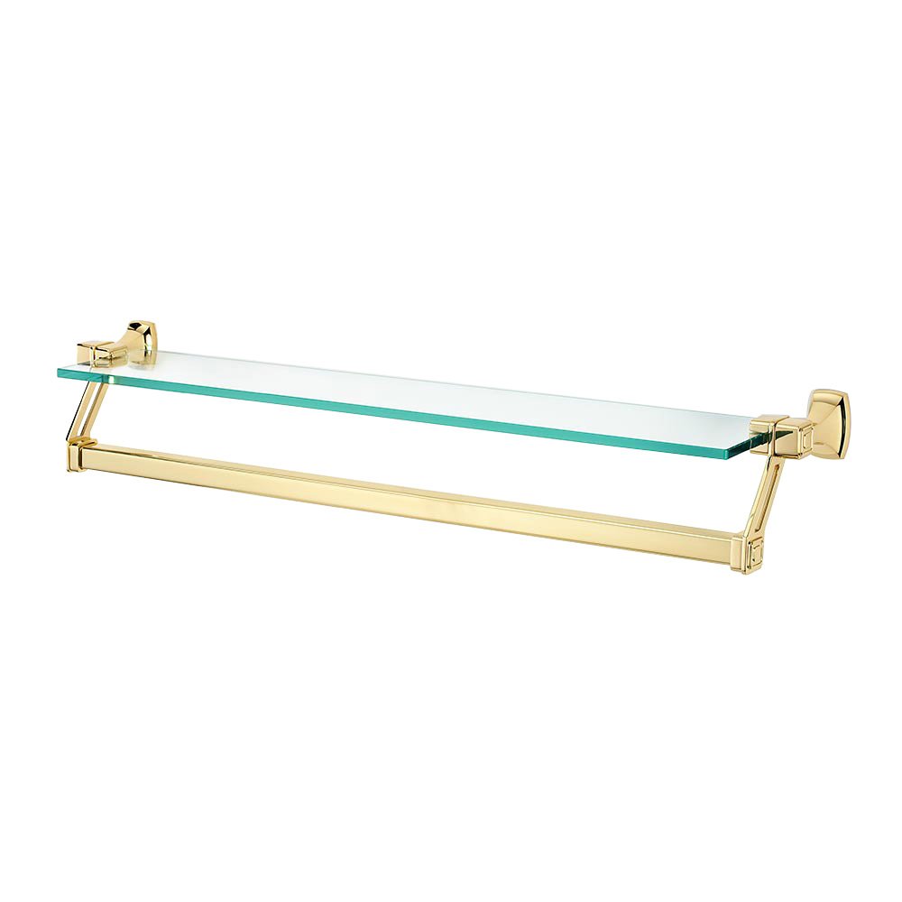 Alno Hardware 25" Glass Shelf With Towel Bar in Polished Brass