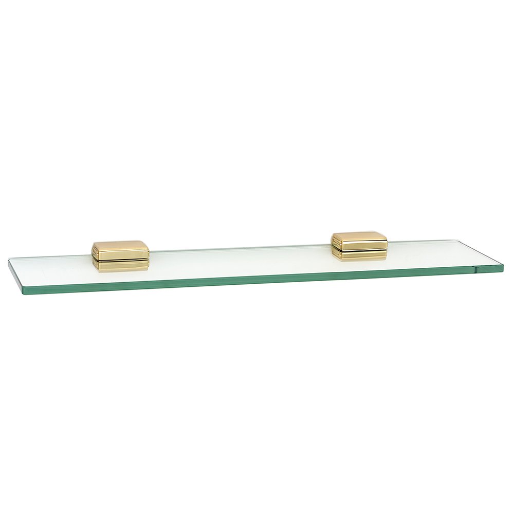 Alno Hardware 18" Glass Shelf With Brackets in Unlacquered Brass