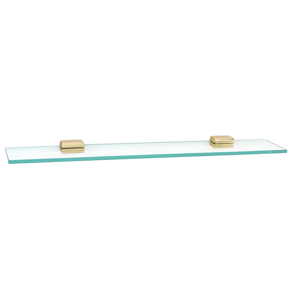 Alno Hardware 24" Glass Shelf With Brackets in Unlacquered Brass