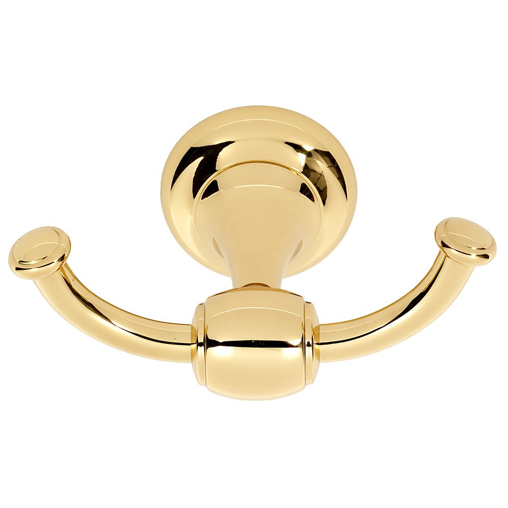 Alno Hardware Double Robe Hook in Unlacquered Brass