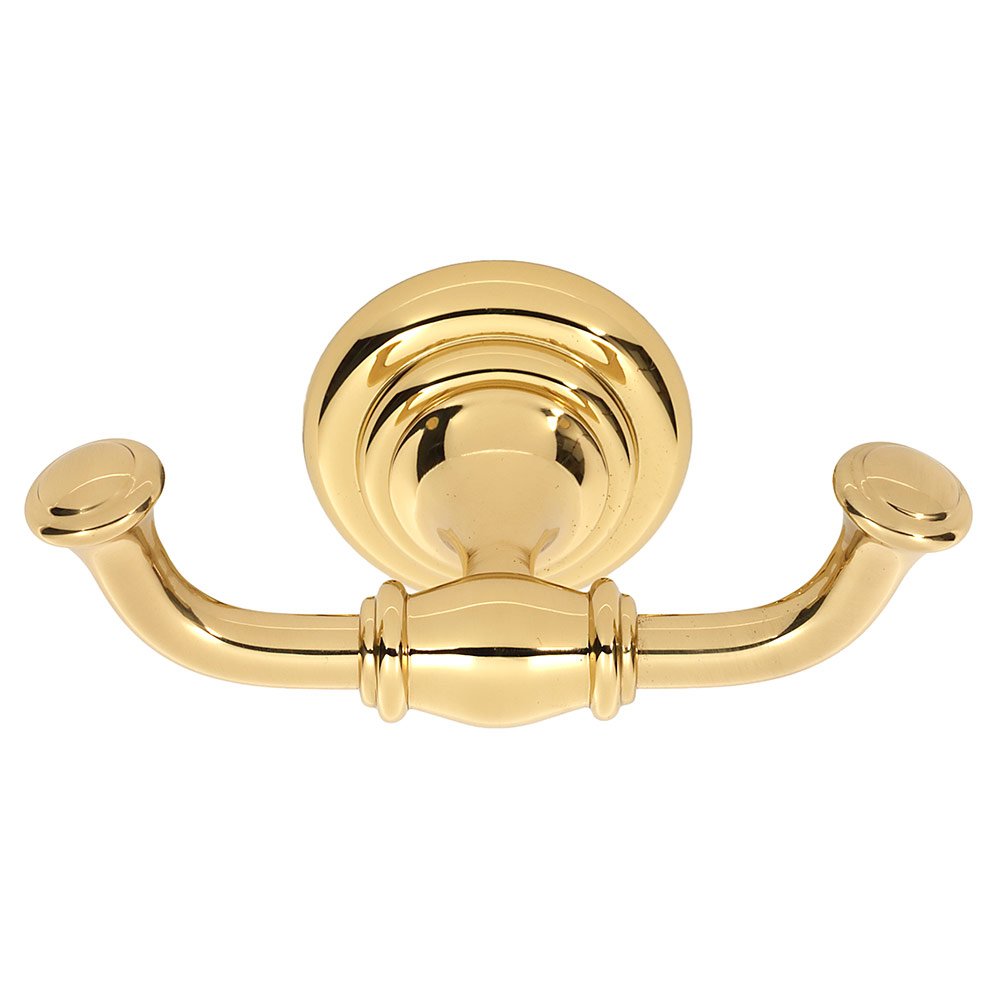 Alno Hardware Double Robe Hook in Unlacquered Brass