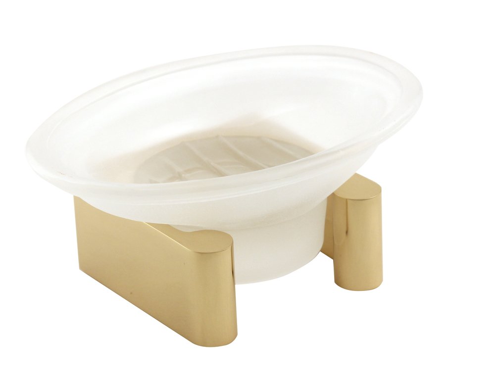 Alno Hardware Countertop Soap Dish with Glassware in Polished Brass