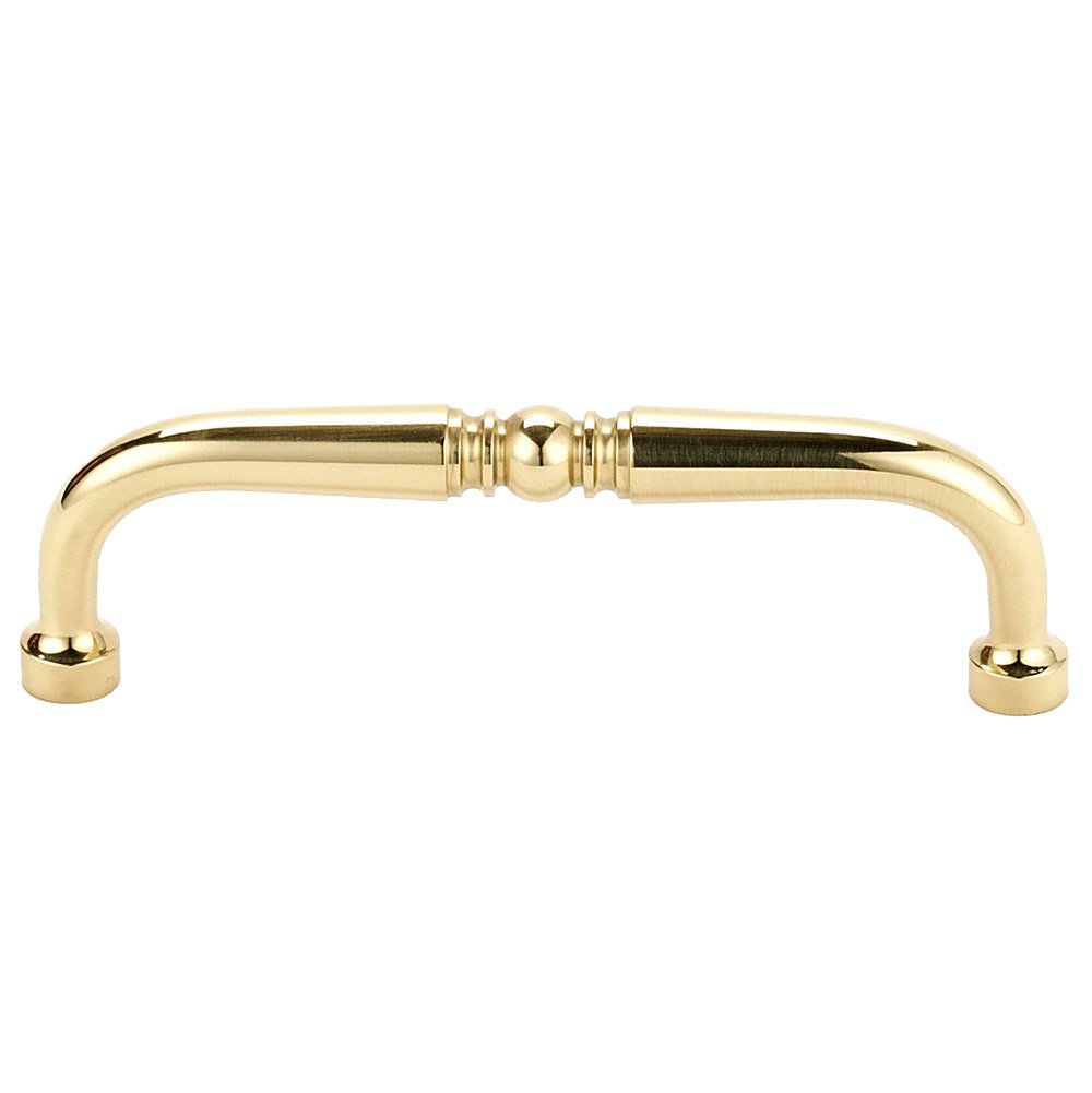 Alno Hardware Solid Brass 4" Centers Pull in Unlacquered Brass