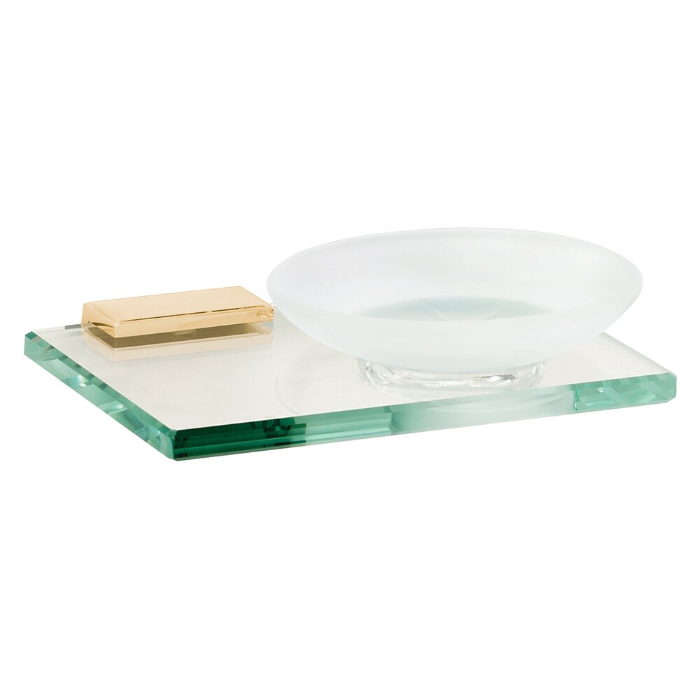 Alno Hardware Soap Holder with Glass Dish in Unlacquered Brass
