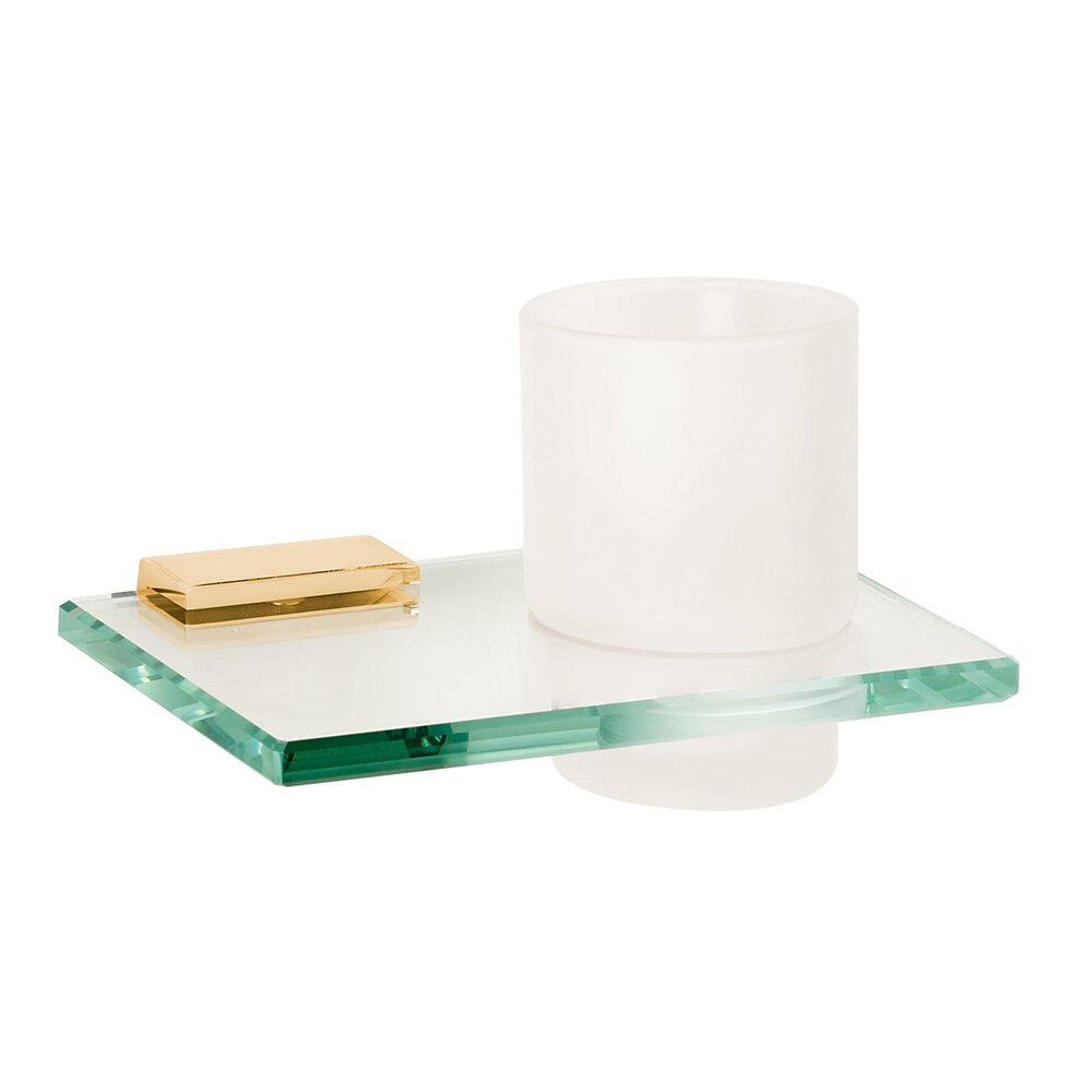 Alno Hardware Tumbler Holder with Glass Tumbler in Unlacquered Brass