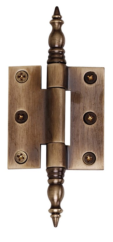 Alno Hardware Solid Brass Finial Tip Offset Mortise Hinge in Antique English