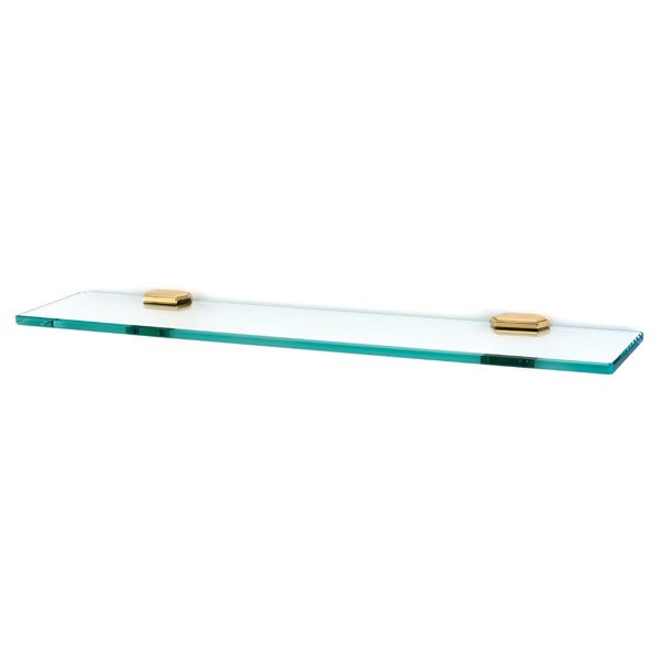 Alno Hardware 24" Glass Shelf with Brackets in Unlacquered Brass