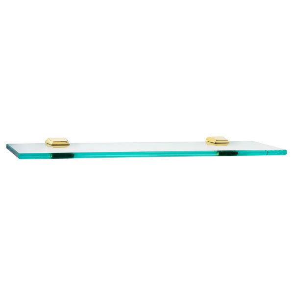 Alno Hardware 18" Glass Shelf with Brackets in Unlacquered Brass