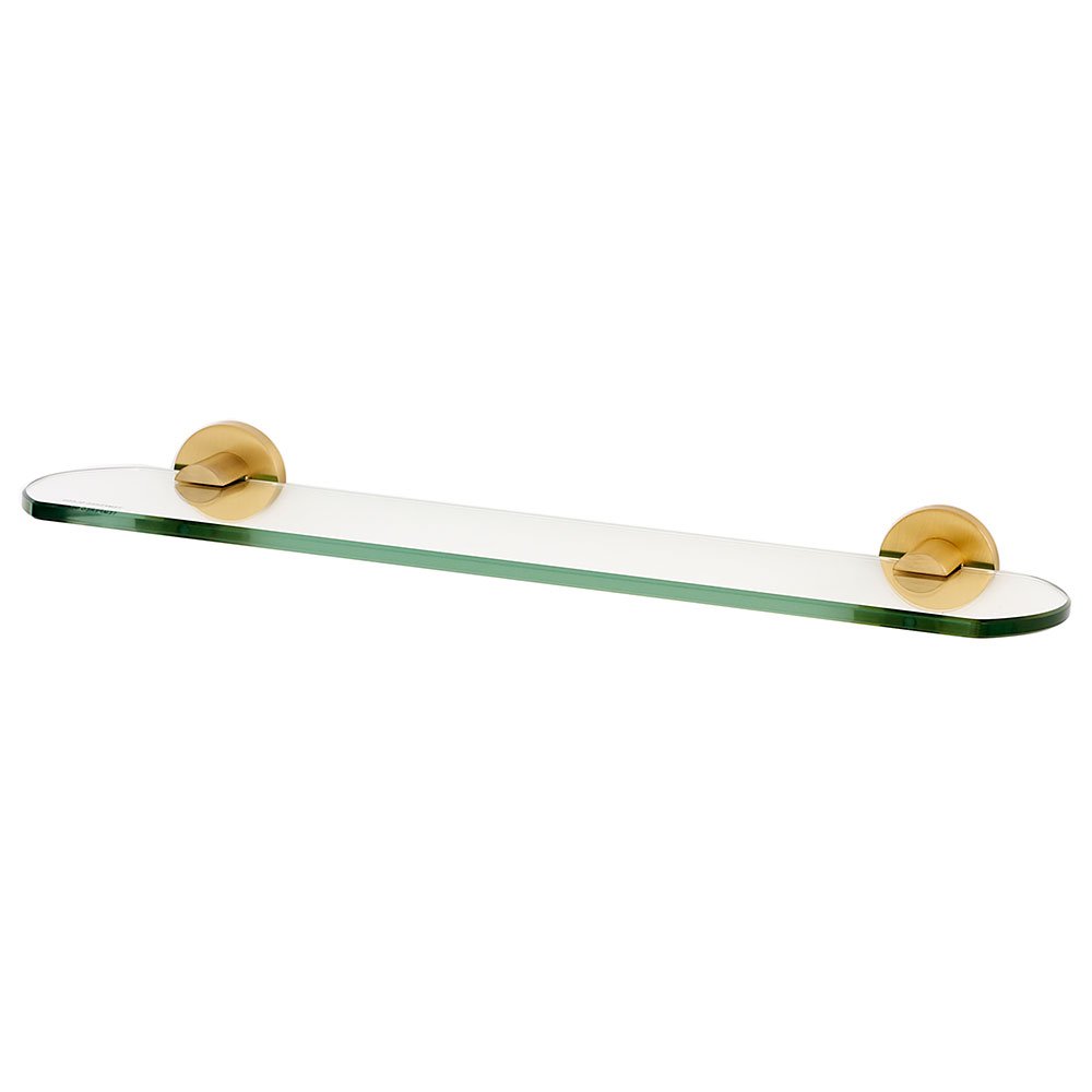Alno Hardware 18" Glass Shelf with Brackets in Satin Brass 