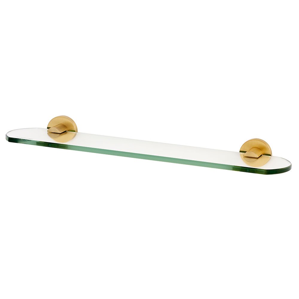 Alno Hardware 24" Glass Shelf with Brackets in Satin Brass 